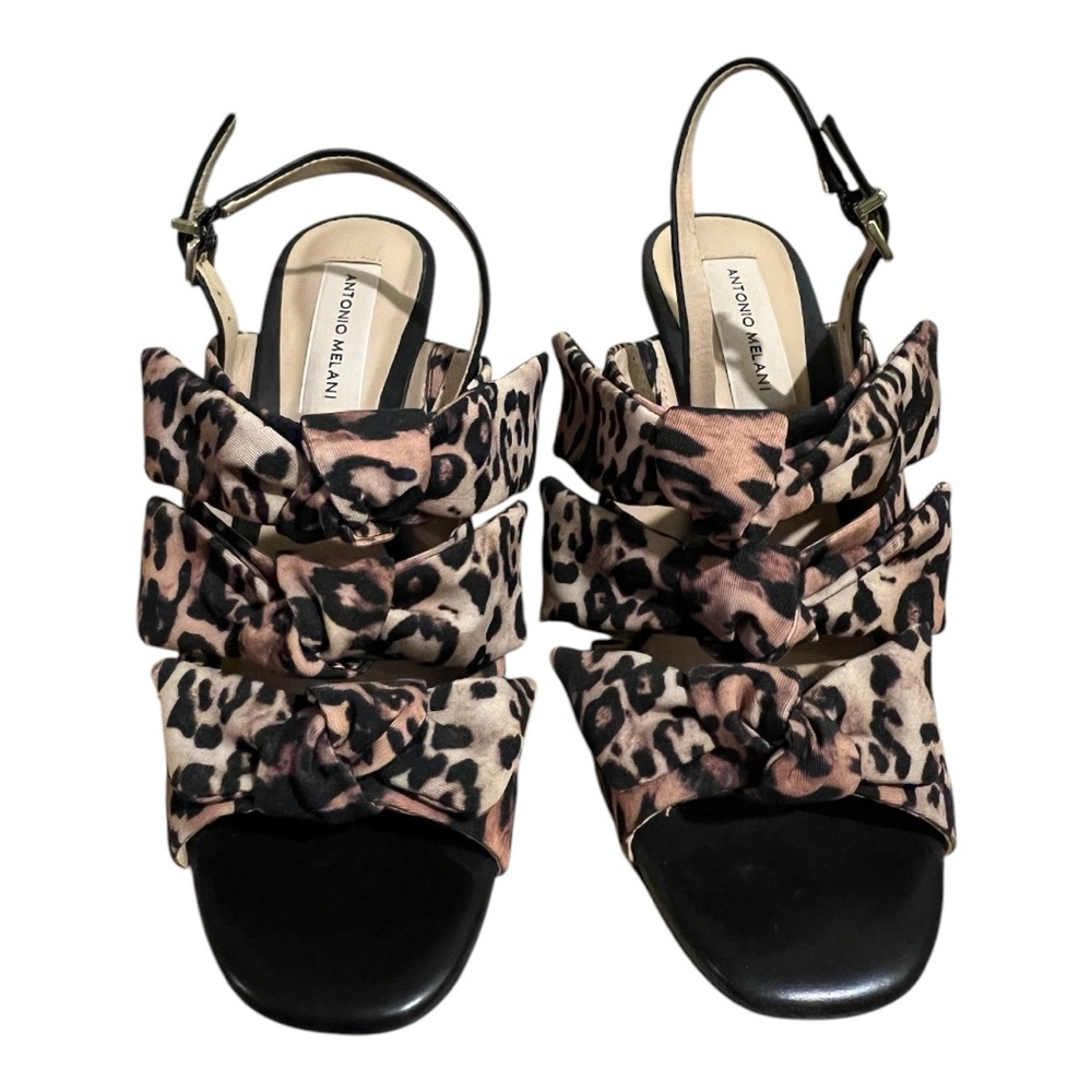 ANTONIO MELANI| Cheetah  Black Bow Heels